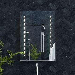 Illuminated Bathroom Mirror with LED Lights 390x500mm IP44 Rated - Tannon Battery Operated Bathroom Mirror with Rocker Switch, Wall-Mounted Vanity Mirrors for Women, Battery LED Mirrors for Bathrooms