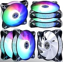 DS Static Rainbow Light RGB LED 120MM Computer Case Fans for PC Cases, CPU Coolers, Radiators System (6 Pack rgb fans kit, E Series)