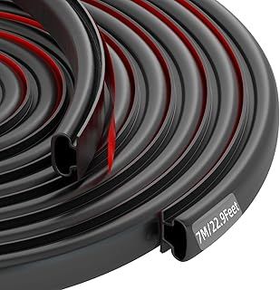 Weather Stripping Door Seal Strip, D-Shape Self Adhesive Rubber Window Seal Strip, Draught Excluder for Door Frame Insulation Soundproof, Suit for 2.5 to 5.5mm Gap (7M,Black)