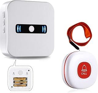 DAYTECH Portable Caregiver Pager Wireless Call Button for Elderly Patient Personal in Home Alert System 1 Portable Battery Receiver 1 Call Buttons