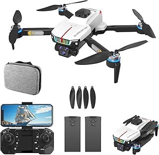 OBEST Mini Drone with 4k Camera, Brushless Motor Drone, Optical Positioning, Intelligent Obstacle Avoidance, Wireless Transmission, Quadcopter with Lights, 2 Batteries (gray)