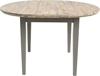 Florence round extending table (92-117cm). Stunning 100% hardwood round kitchen table in truffle colour and hard wearing limed wooden top.