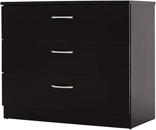 3/4/5 Drawer Cabinet, Chest of Drawers With Metal Handles and Runners Unique Anti-Bowing Drawer Support Bedroom Storage Furniture (Black, 3 Drawer)