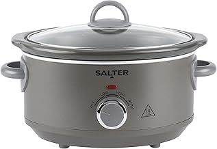 Salter Cosmos 3.5 L Slow Cooker – 3 Heat Settings, Dishwasher Safe Removable Ceramic Pot, Tempered Glass Lid, Family Batch Cooking, Cool-Touch Handles, Keep Warm, Stews, Casseroles, 200W, EK6249
