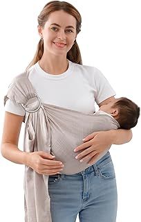 Baby Sling Carrier,Double-Ring Baby Sling Newborn to Toddler,Lightweight Baby Wrap Carrier for Front & Hip Carry(10 to 30 LB)