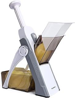 SUPMAKIN Safest Mandoline Vegetable Slicer/Chopper, Potato Chip Cutter, Multifunctional Veg Chopper with 4 Cutting Modes to Slice, Dice, Chop, Julienne, Best Kitchen Gadgets Once for All Gray