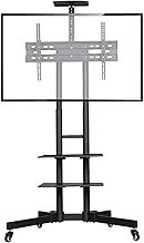 Yaheetech Mobile TV Stands with Wheels for 32-75 inch Plasma/LCD/LED Screens, Height Adjustable TV stand with Lockable Wheels & 3-Tier Storage Shelves, Holds 50 KG TV Screen
