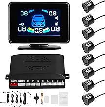 Shkalacar Car Parking Sensors Front & Rear Reversing Sensors Support Sound Warning/Buzzer/Mute with 8 Parking Sensors Distance Detection LCD Distance Display
