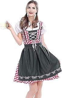 Women's Oktoberfest Outfit German Beer Bavarnian Dress Traditional Short Sleeve Halloween Costumes for Womens