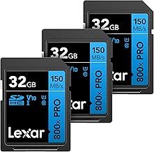Lexar 32GB (3-Pack) High-Performance 800x PRO SD Card, UHS-I, C10, U1, V10, 4K, Up to 150MB/s Read Memory Card, for Point-and-Shoot & Mid-Range DSLR Cameras, HD Camcorders (LSD0800P032G-B3NNU)