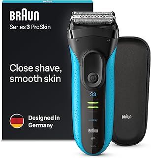 Braun Series 3 Electric Shaver, Rechargeable and Cordless Wet & Dry Electric Razor for Men with Precision Trimmer, Braun ProSkin 3045s Black/Blue