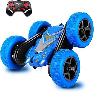 Remote Control Cars, RC Stunt Car Toys for Boys Girls, 2.4Ghz Double Sided 360° Flips Rotating 4WD Off Road Racing RC Car with Led Headlights, Perfect Kids Toys Gifts on Birthday Christmas (Blue)