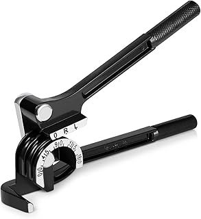 Flexzion Tube Bender Tool - Manual OD Tubing Bending 3 Size 1/4" 5/16" 3/8" 180 Degree Lever Type Heavy Duty Bend Copper Brass Aluminum & Soft Metal for HVAC Water Gas Pipe Automotive Plumbing (Black)