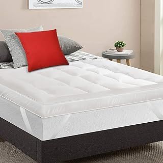 Mattress Topper Single Bed 10cm Thick - Quilted, Extra Deep, Ultra Fluffy and Breathable Microfiber Topper, Securely Fits with Elastic Straps, Enhances Comfort & Supports Restful Sleep