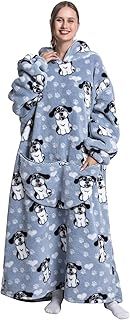 Extra Long Wearable Blanket Hoodie, Oversized Blanket Sweatshirt for Women and Men, Super Warm and Cozy Giant Hooded Blanket, Thick Flannel Blanket with Sleeves and Giant Pocket