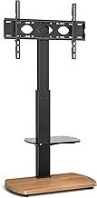 TV Stand for 32-65 Inch TV’s with Oak Base and Single Glass Shelf/With Swivel and Height Adjustable Mount Bracket (OAK)