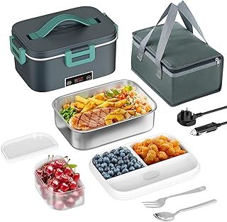 JOJOSEE Electric Lunch Box with Temperature Control Function, 80W 1.8L Heated Lunchbox for Adults,12V/24V/220V Food Warmer in Car Truck Office