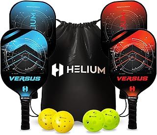 Helium Pickleball Paddles Set of 4 - USAPA Certified - Lightweight Honeycomb Core, Fiberglass Strike Face, Premium Comfort Grip