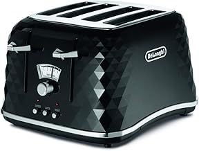 De'Longhi Brilliante 4-slot toaster, reheat, defrost & 6 browning settings, removable crumb tray, CTJ4003BK, Black