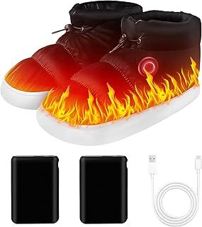 Foot Warmer,Heated Slippers for Women and Men with 5000mAh Rechargeable Battery 3 Heating Levels Wireless Electric Slippers Winter Warm Shoes to Keep Feet Warm（8.5-9）