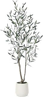 Kazeila Artificial Olive Tree,180cm Fake Large Indoor Plant in White Pot,Faux Olive Tree for Home Living Room Decoration(1Pack)
