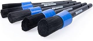 Oxford Motorcycle, 5 Pieces Different Size Car Brush, Detailing Kit for Cleaning Wheels, Emblems, Engine Bay, Leather, Air Vents, Interior and Exterior, Black, Set
