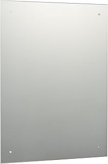 60 x 45cm Rectangle Bathroom Mirror with Drilled Holes & Chrome Cap Wall Hanging Fixing Kit