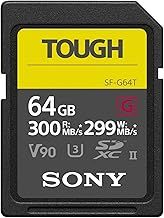 Sony 64GB SDXC Flash Memory Card - World toughest and fastest UHS-II SD TOUGH G Series ( V90 / Read 300MB/s and Write 299MB/s) - SF64TG