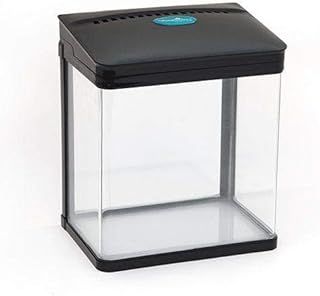 AllPondSolutions Nano Tropical Fish Tank - Rectangular Aquarium w/LED Light, Tray Filter System, Curved Glass Front, & 90° Tilting Hood - Coldwater/Tropical Tank, Heater Not Included