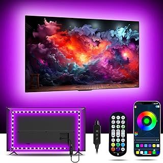 TV LED Lights for TV，4M LED TV Backlights, 43-55 inch,TV Lights That Sync with TV,Music Sync LED TV Lights,TV Light Behind TV led Lights with Remote,Bluetooth APP Control USB LED Strip Lights