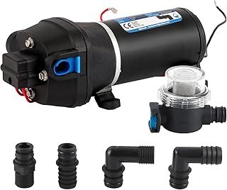 Mxmoonant 12V DC Automatic Water Pump, Booster Pump, 40 Psi, 2.8 Bar, 130W, 17 Lpm/min, Self Priming, Overload Protection, Low Noise, for Caravan, Boat, Wash, Spray, Garden Irrigation