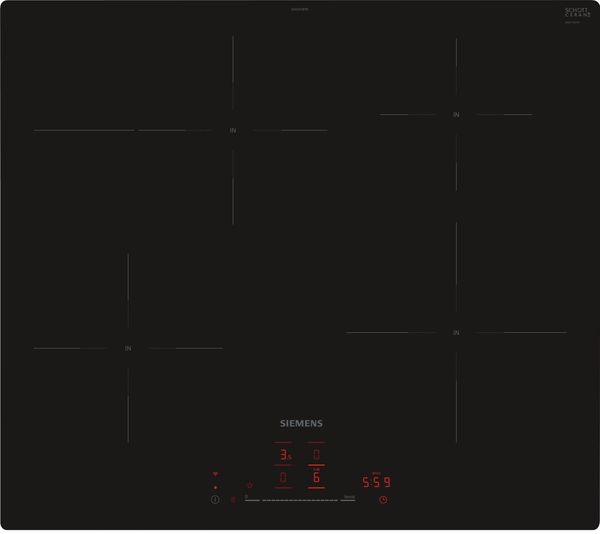 Siemens EH601HFB1E iQ300 60cm Black Flush TouchSlider Smart Induction Hob with Automatic Extractor Hood - The Perfect Combination Between Hob and Cooker Hood
