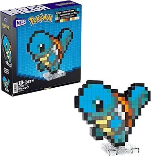 MEGA Pokémon Action Figure Building Set, Squirtle with 367 Pieces and Pixel Retro Style, for Table or Wall Decor, Build & Display Toy for Collectors, HTH77