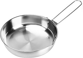 Fire-Maple Antarcti Stainless Steel Camping Frying Pan Skillet | 1.4L Portable Camp Cookware for Cooking Steak Egg | Omelette Pan Griddle Tableware with Folding Handle
