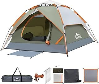 Gysrevi Camping Tent, 3 Man Instant Pop Up Tent Waterproof, Large Double Layer Automatic Dome Tent, Outdoor Backpacking Tents for Camping