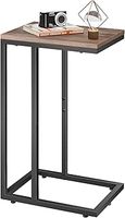 Side Table, C Table, Slim Bedside Table for Bedroom, Living Room, 2-Tier Small Coffee Table, End Table with Open Storage, Brown
