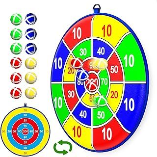 25.5in Large Kids Dart Board with 12 Sticky Balls, Kids Ball Games, Indoor/Outdoor/Garden/Board Party Game Toys, 3+ Years