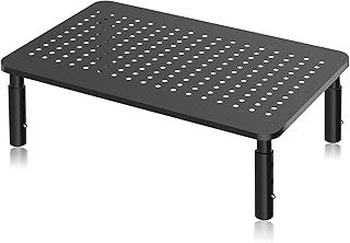 Bracwiser Monitor Stand Riser, Metal Computer Stand, 3 Height Adjustable Screen Riser with Mesh Platform for PS4, PC, Printer, Notebook and All Flat Screen, Holds Up to 20KG