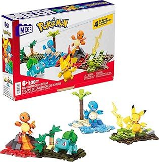 MEGA Pokémon Action Figure Building Toys Set, Kanto Region Team With 130 Pieces, 4 Poseable Characters, Gift Ideas For Kids