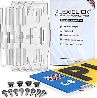 ORIGINAL Number Plate Holder for Cars - Frameless Invisible - Transparent - Universal License Plate Holder - For UK 3mm Frames
