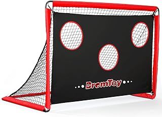 2 in 1 Football Goal 6ft x 4ft, Football Goals for the Garden with Target Goal Net, Waterproof Oxford Cloth Football Goal for Kids, 4 U-Shaped Steel Stakes, Portable Bag