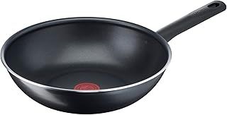 Tefal 28 cm Wok pan, 6 to 8 People, No Induction, Non-Stick Coating, Resistant, Easy to Clean, High Performance, Thermo-Signal, Made in France, Day by Day B56419AZ, Black/White