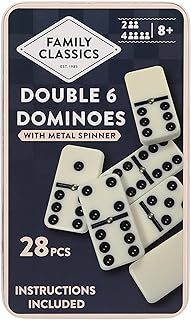Classic Double 6 Dominoes Tin Gift Set 28 Pieces - Retro Dominoes Game for Children & Adults, Dementia Activities, Pub Game, Kids Age 8 and Above, Travel Size Design