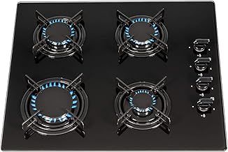SIA GHG612BL 60cm Black 4 Burner Gas On Glass Hob With Enamel Pan Stands & FFD