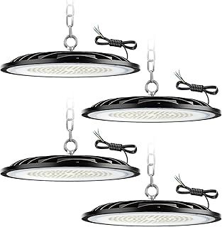 150W UFO LED High Bay Light,22500LM Industrial UFO Lamp, 6000K-6500K Daylight White LED Warehouse Lighting, IP65 Waterproof Commercial Bay Lighting Shop Area Workshop Garage (4 Pack, 150W)