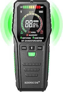 RDINSCOS Pinless Moisture Meter Non-Invasive Damp Meter Wood Moisture Detector for Firewood Wall Damp Tester (MT28C)