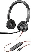 Plantronics – Blackwire 3320 USB-A (Poly) – Wired, Dual-Ear (Stereo) Headset with Boom Mic – USB-A to connect to your PC and/or Mac – Works with Teams, Zoom, & more
