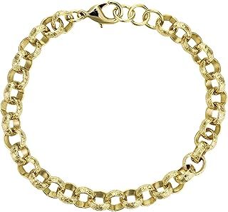 THE BLING KING Diamond Cut Pattern Belcher Bracelet 18K Real Gold Plating with Luxury Finish and Detailing Gold Diamond Cut Pattern Belcher Bracelet (Length: 8 Inches Width 8 mm)