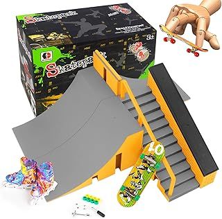 Mini Finger Skateboard DIY Skateboard Ramp and Assembly Ramp Accessories Set Movement Educational Finger Toy Gifts for Children (1810-4A)