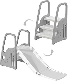 Gupamiga Gupamiga Slide Outdoor and Indoor For Children with Handles, Extra Long Slip Gradients and Non-slip Stairs, High Strength, Easy Installation, Children Slide From 1 to 3 Years (White)